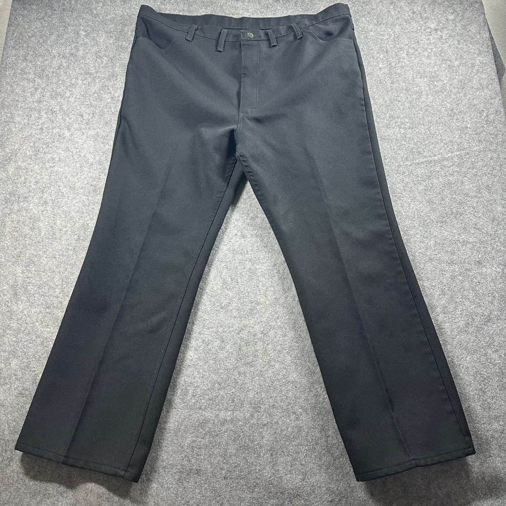 Wrangler Dress Pants Mens 44x30 Black Polyester Twill Western Trousers 82BK